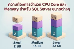 ความต้องการจำนวน CPU Core และ Memory สำหรับ SQL Server ขนาดต่างๆ