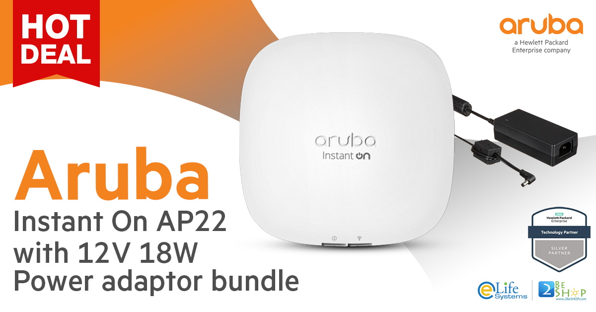 ช้อป [R6M51A] Aruba Instant On AP22 with 12V 18W Power adaptor bundle ...